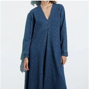 Zara Collection Denim MAXI Dress NEW W/ TAGS SIZE L 5216/052 (The Tilda Dress)